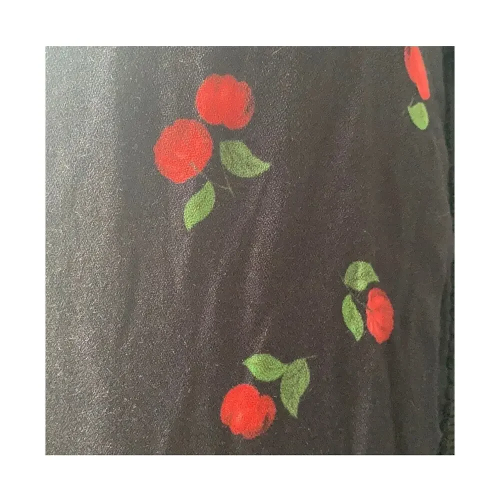 FARM Rio Black Pitanga Fringe Wrap Midi Cherry Dress Strappy Beaded Size M